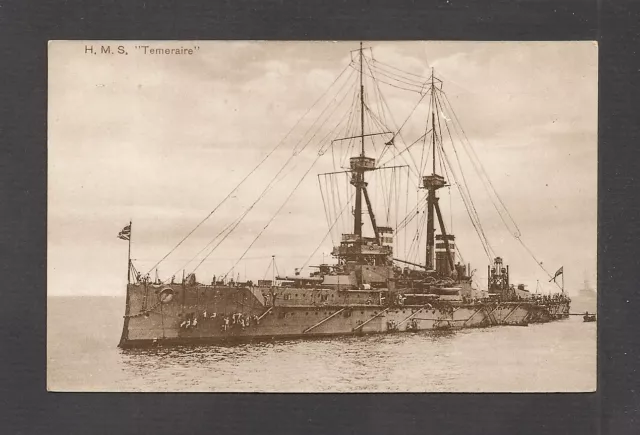 Real-Photo Postcard:  Hms Temeraire - British Royal Navy World War 1 Battleship