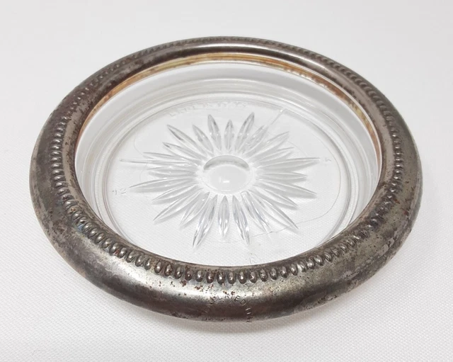 Vintage Leonard, Crystal Coaster w/Silver-Plated Edge Ring, Made In Italy