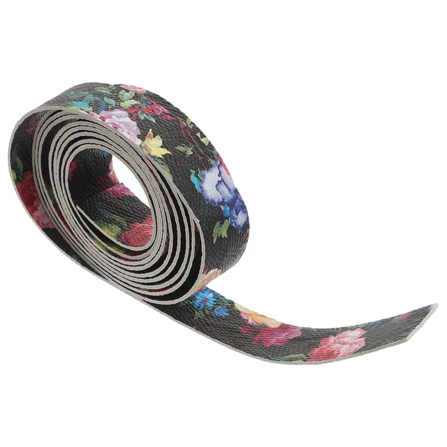 1 rollo hágalo usted mismo pulsera de cuero manualidades doble cara plana tiras de cuero PU patrón floral