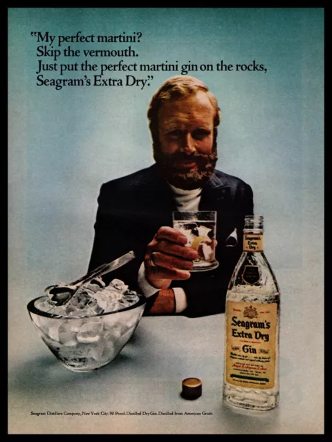 1970 Seagram's Extra Dry Gin "My Perfect Martini? Skip The Vermouth." Print Ad