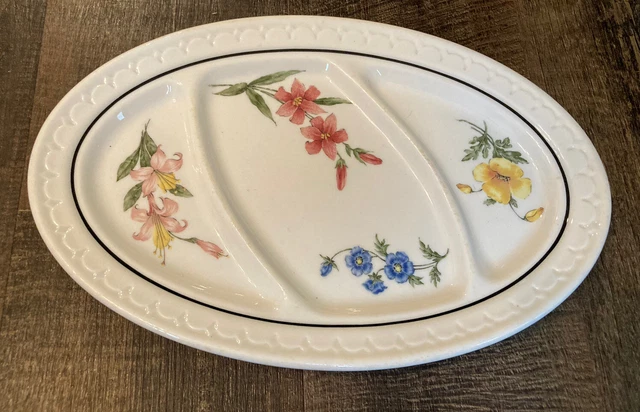Southern Pacific RR PRAIRIE MOUNTAIN WILDFLOWERS Divided OVAL PLATTER 12" Marked