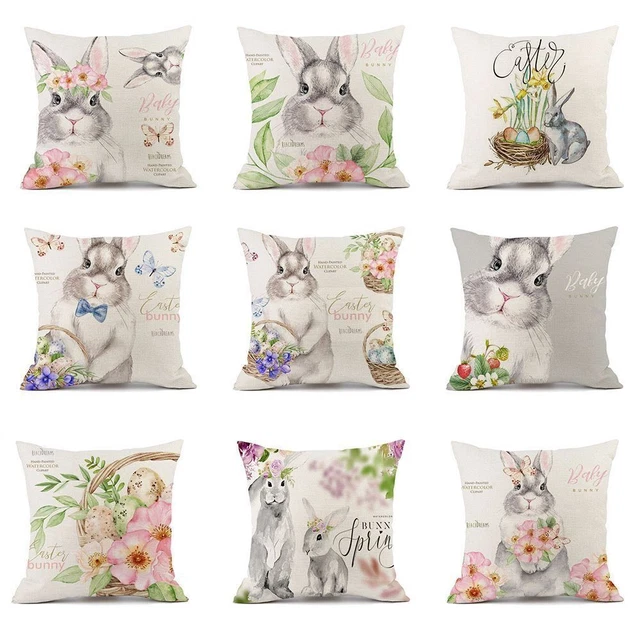 Eggs Home Party Sofa Cushion Case Easter Pillowcase Pillow Cover Rabbit Bunny