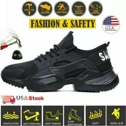 Mens Safety Shoes Waterproof Sneakers Indestructible Steel Toe Work Boots Sports