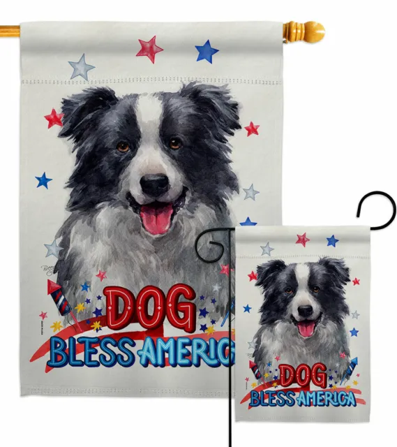 Patriotic Border Collie Garden Flag Animals Dog Decorative Gift Yard Banner