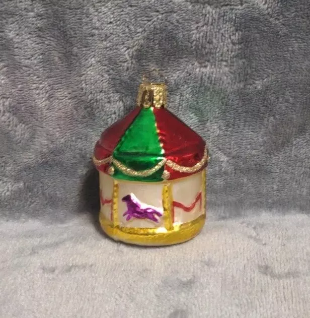 Christborn Blown Glass Horse Carousel Christmas Ornament Vintage