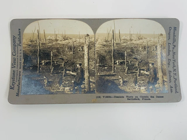 Vintage 1920s Stereo View Photo Slide Chemin Des Dames Battlefield France