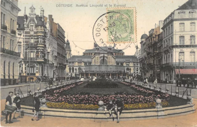 Cpa Belgique Ostende Avenue Leopold Et Le Kursaal