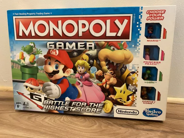 MARIO GAMER EDITION Monopoly Board Game Nintendo Super Mario Open Box ...