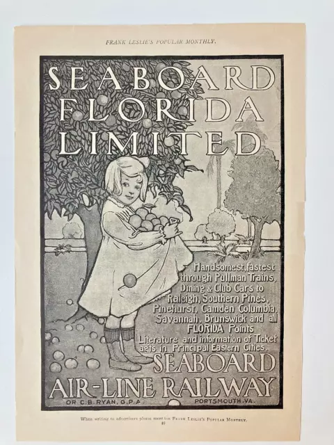 1901-1904 Florida Limited Seaboard Air Line  Frank Leslie's Popular Monthly Ad