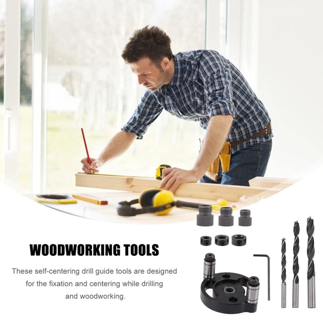 Self Centering Drill Bit Tool Step Drill Bits Dowling Jig Cone Drilling Set 10