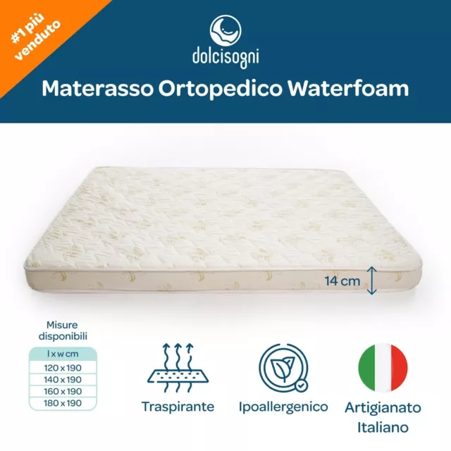 Materasso Ortopedico Waterfoam Spessore di 14 cm - Traspirante - Made in Italy