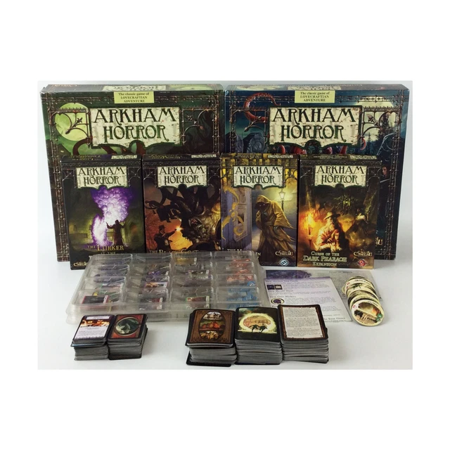Lot De Jeux Arkham Horror FFG : 3x Base + 8 Extensions, état Correct