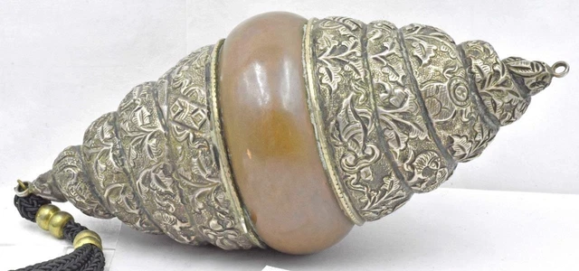 Antique Sterling Silver& Copper Mixed metals Shell design Ladies purse on cord