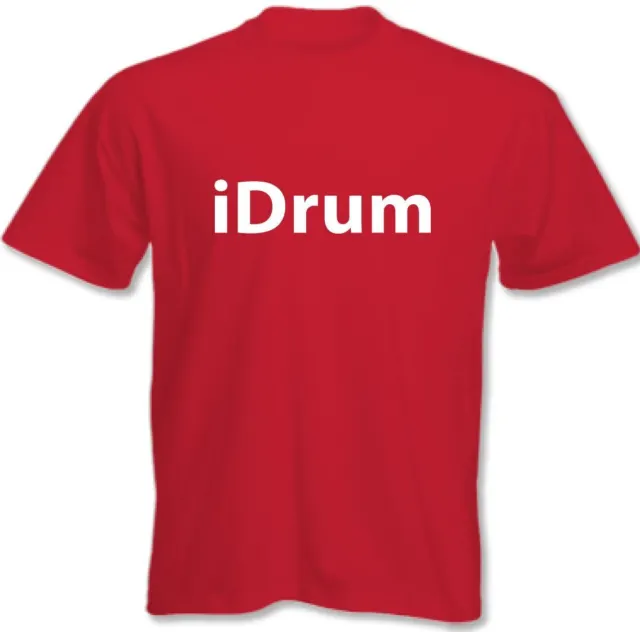 Drummer T-Shirt iDrum Mens Funny Cymbals Stick Drum Kit Drumming
