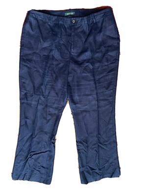 Lauren Ralph Lauren Pants Womens Plus Size 16W Navy Blue Zip Closure Pockets