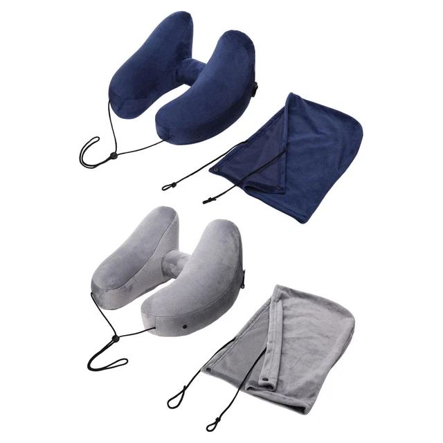 Travel Inflatable Neck Pillow for Airplanes Train Car Washable Cover U Shape