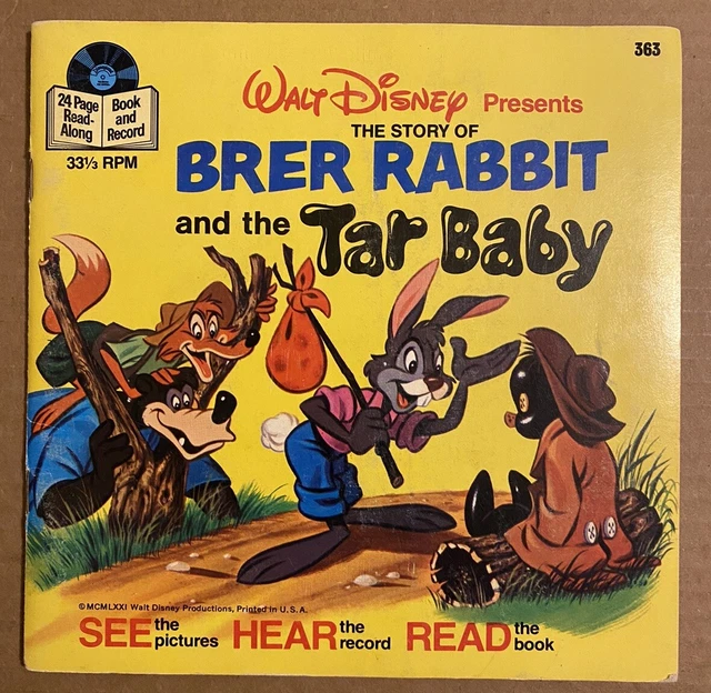 DISNEY VINTAGE BRER Rabbit and the Tar Baby Book With 33 1/3 Read Along ...