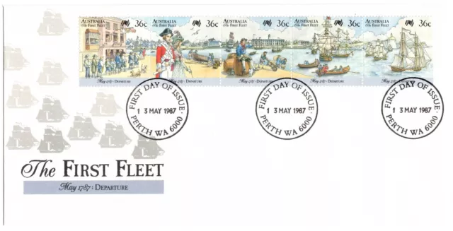 1987 FDC Australia - The First Fleet: Departure - Set 5 x 36 Cent Stamps