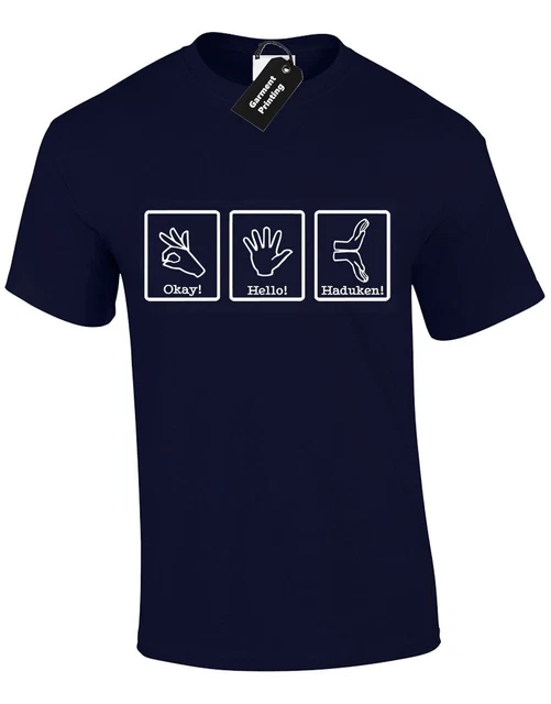 T-Shirt Da Uomo Hadouken Funny Fighter Pc Gaming Retrò