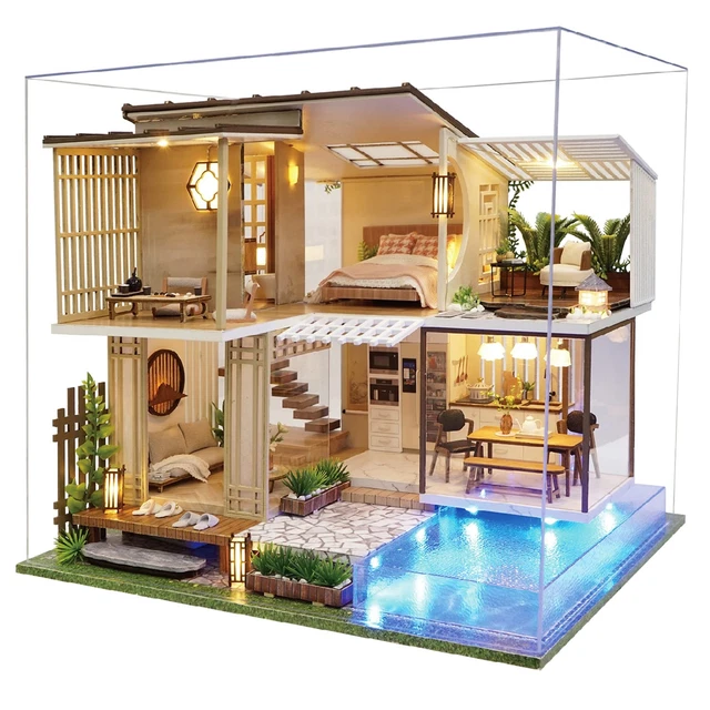Spilay DIY wooden dollhouse mini chua handmade kit set for b... Ships from Japan