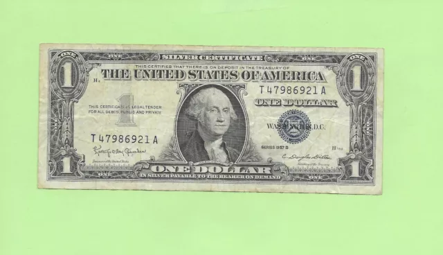 N1S .. 1957B $1 Silver Certificate  V 7691 9773 A .... 1957B $1  V-A