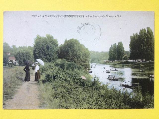 cpa LA VARENNE CENNEVIERES sur MARNE St MAUR des DITCHES canoeing edges de Marne