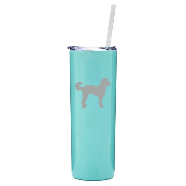20 oz Skinny Tumbler Stainless Steel Insulated Travel Mug w Straw Labradoodle