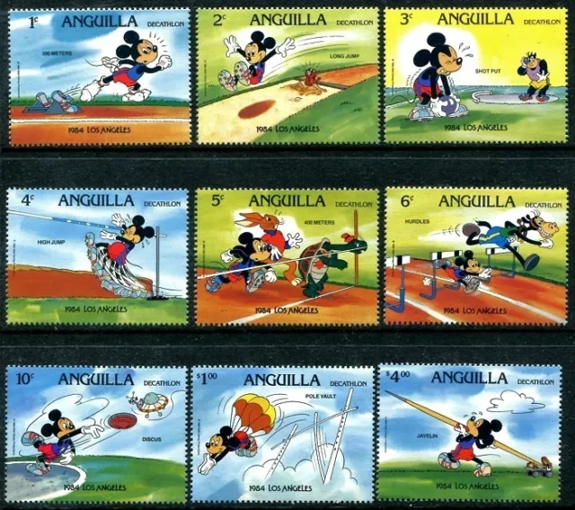Anguilla 559-567, 1984 Walt Disney characters Mickey Olympics Animation x7831