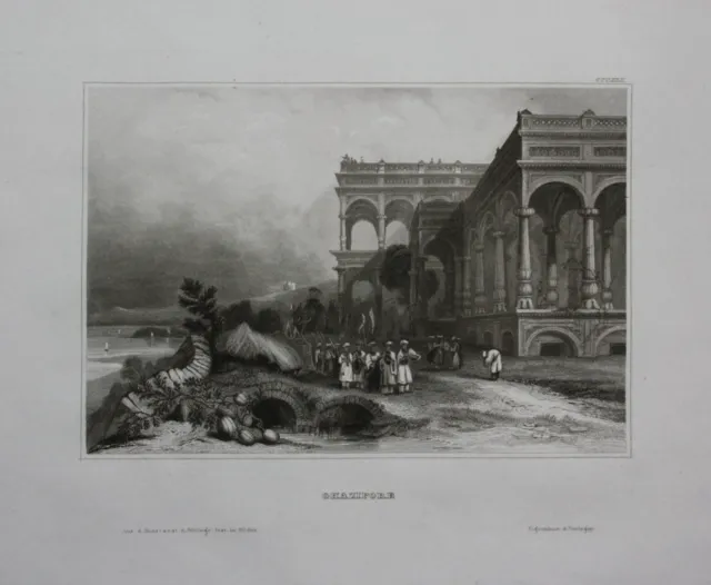 1840 - Ghazipur Ansicht Indien India Asien Asia Stahlstich engraving