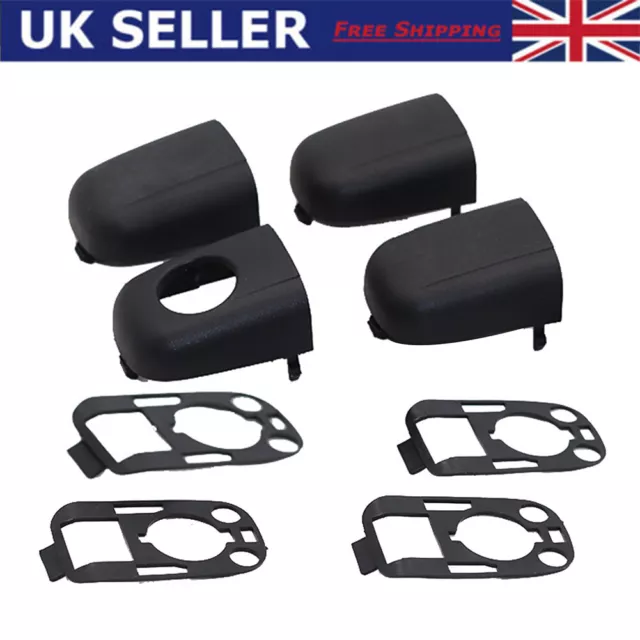 8Pcs Left & Right Door Handle End Cap Cover For Peugeot 307 Citroen C2 C3 Black