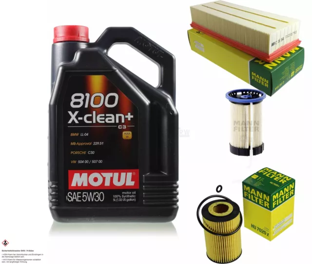 Mann Inspection Set 5L Motul 8100 X-Clean 5W-30 pour Audi, Q3 2.0 Tdi Quattro,