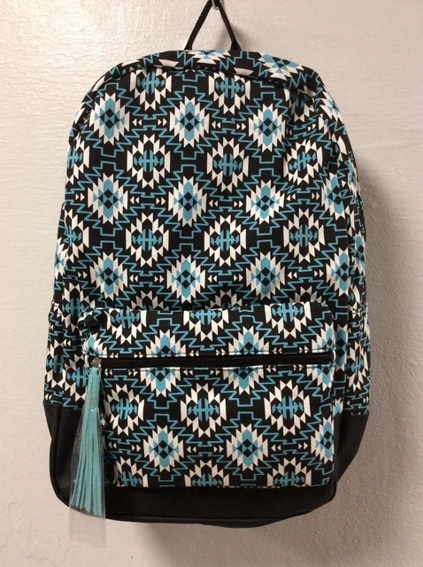 No Boundaries Girl Backpack Black Blue White Southwestern Pattern H9