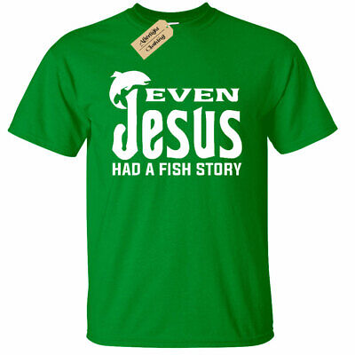 Bambini Ragazzi Ragazze anche GESU 'ha avuto una storia di pesce da Uomo T shirt Divertente Pesca religiosa