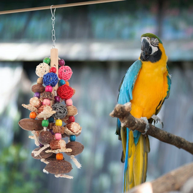 2x Tragen Beständig Bequem Vogel Biss Spielzeug Holz Vogel Spielzeug Für Sittich 5