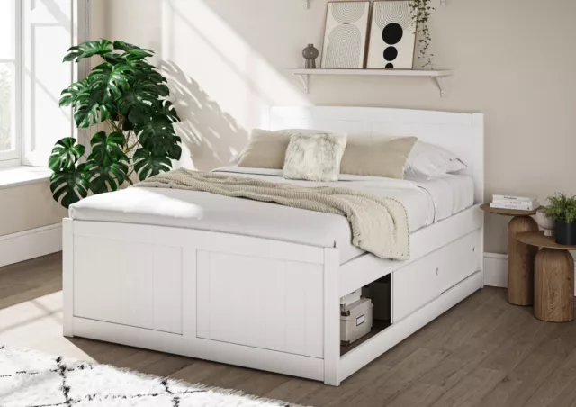 6Door Storage White Wooden Bed Frame Small Double & Double 4ft/4f6 by Time4Sleep