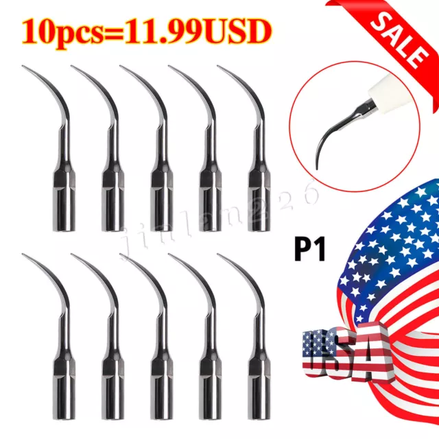 10*Dental Ultrasonic Piezo Scaler Perio Tips P1 Fit EMS/Woodpecker Handpiece FDA