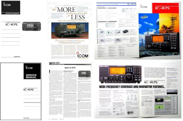 Icom Ic-R75 Instruction Manual + Service Manual +  Color Brochure