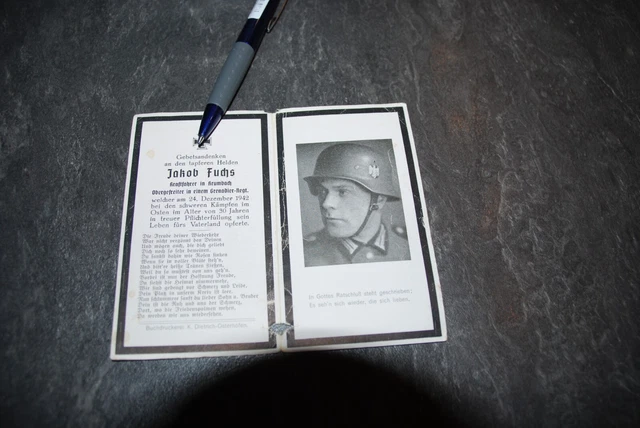 Sterbebild Stahlhelm 1942 Osten gefallen Grenadier Regt. gefallen im Osten