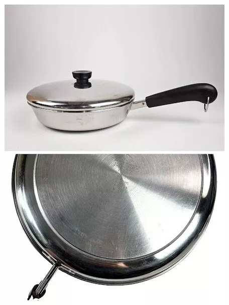 Revere Ware Skillet 9" Stainless Double Bottom Chef's Fry Pan Sauté Pot & Lid
