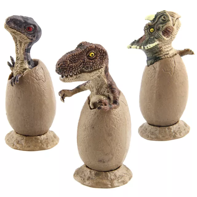 3 Pcs Dinosaurier-Ei-Modelle Figuren Spielzeug Für Kinder Mit Basis