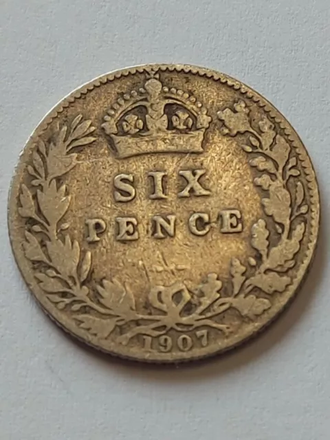 1907 Edward VII Silver Sixpence Coin