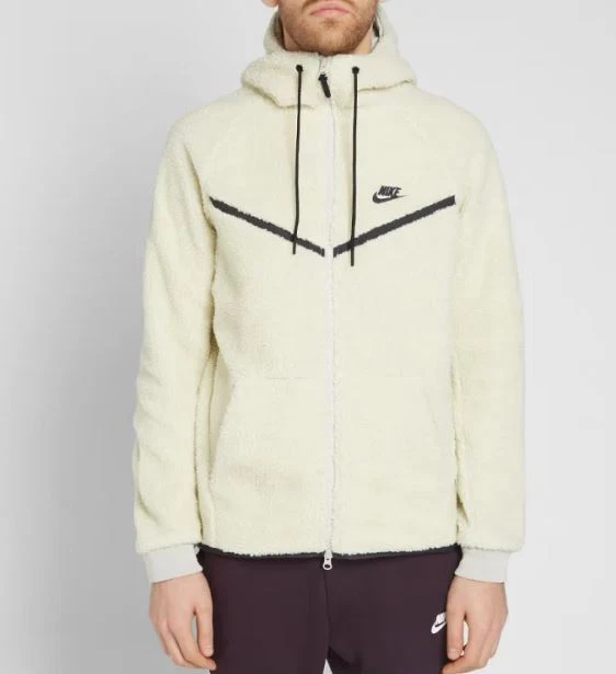 MENS M MEDIUM Nike Tech Fleece Sherpa Windrunner Jacket Hoodie Cream