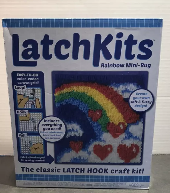 Rainbow Mini-Rug- Kahootz Latch Hook Kit -12"X11" - New Kit Includes Latch Hook