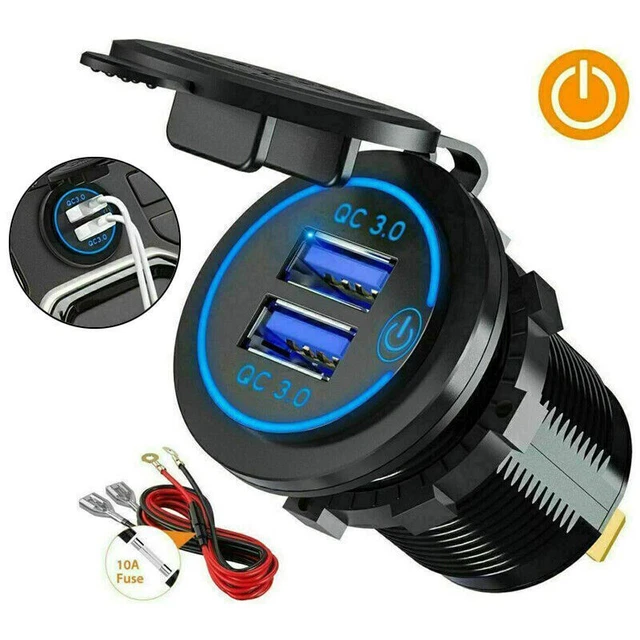 Touch QC 3.0 double adaptateur de prise de courant pour chargeur de voiture USB