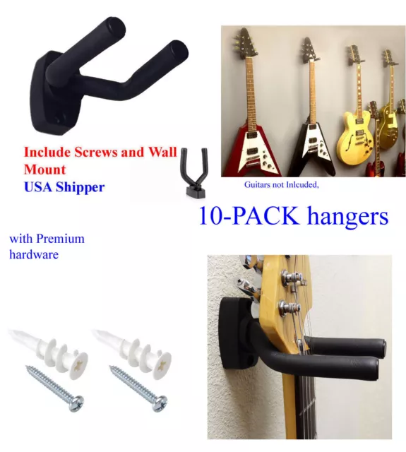 10 PCS Pack Guitar Hangers Hook Holder Wall Mount Hanger Display Instrument 2