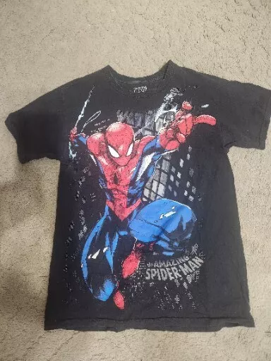 Spiderman Shirt Mens Med Black Graphic Tee Marvel Superheros Amazing Spiderman