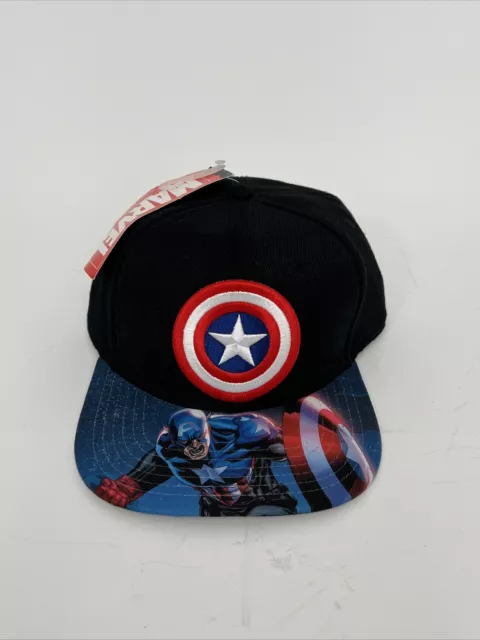 Bioworld Marvel Captain America Logo Snapback Cap Hat Black OSFM Avengers