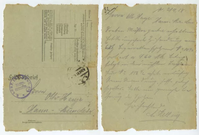 97658 - Feldpostbrief - 21.9.1918 nach Hann.-Münden