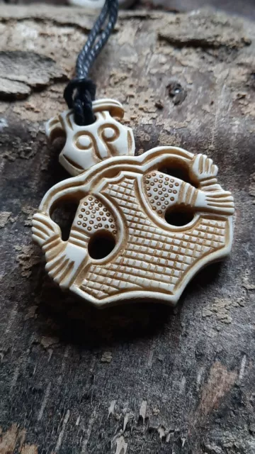 Germanic God Odin amulet inspired by Oseberg artefacts, Norse Netsuke, handmade