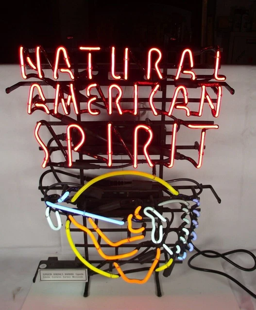 RARE NATURAL AMERICAN SPIRIT Neon Sign. TOBACCO PEACE PIPE 18 X 26